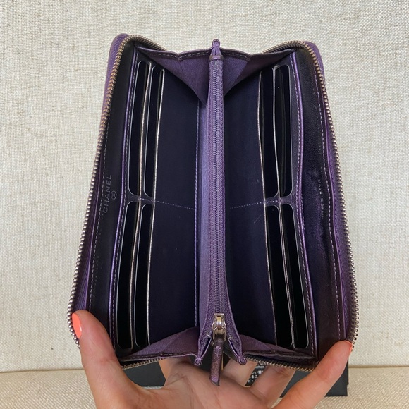 Chanel Iridescent Purple Quilted Zippy Wallet - Picture 8 of 11